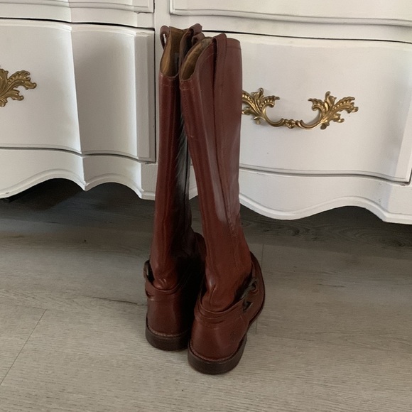Frye Brown Shirley Leather Knee‎ High Tall Boots Women's Size 5 1/2 B riding - Picture 16 of 16